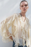 Riva Ruffle Blouse – kremowa / crème – elegancka bluzka z falbanami