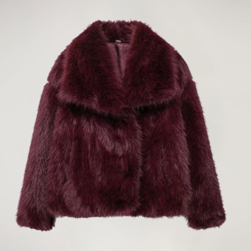 Płaszcz VelvetFur Luxe w kolorze bordowym