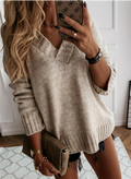 Sweter Velanya beżowy luźny oversize