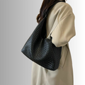 Livia Woven Tote pleciona torba z ekoskóry – czarna
