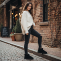 Czarne zimowe botki CozyFeet z gumową podeszwą