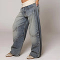 Seyra jeansy baggy z wysokim stanem – niebieskie
