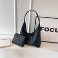 Livia Woven Tote pleciona torba z ekoskóry – czarna