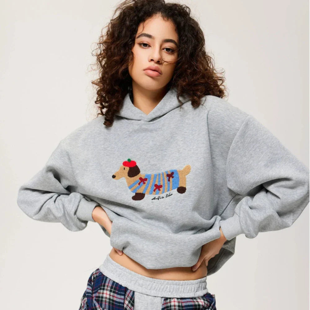 Bluza Wuffi Cozy szara z haftowanym jamnikiem