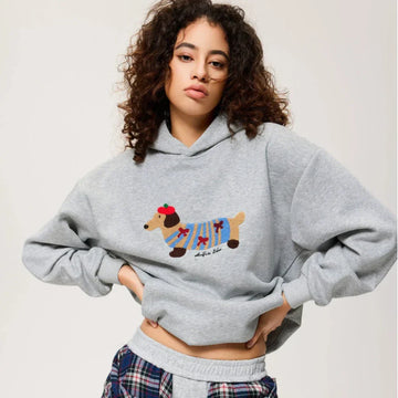 Bluza Wuffi Cozy szara z haftowanym jamnikiem