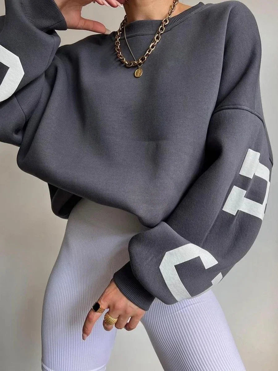 Chicago Vibes bluza szara z białym nadrukiem