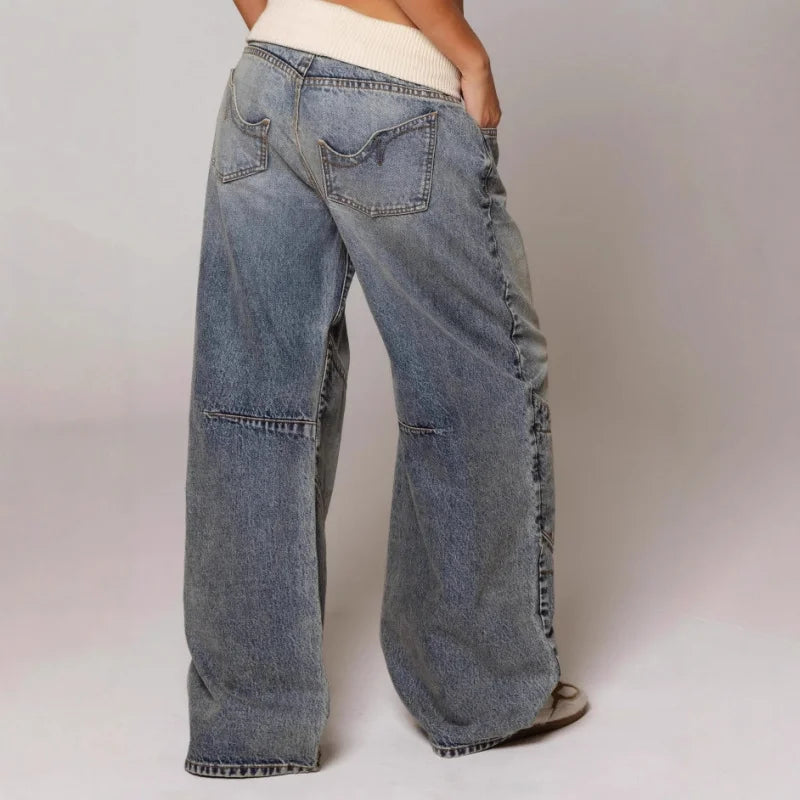 Seyra jeansy w stylu streetwear – niebieskie