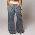 Seyra jeansy oversize z kieszeniami – niebieskie