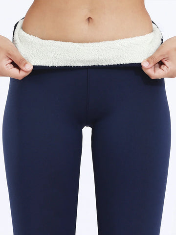 Nordic Luxe ocieplane legginsy zimowe – granatowe