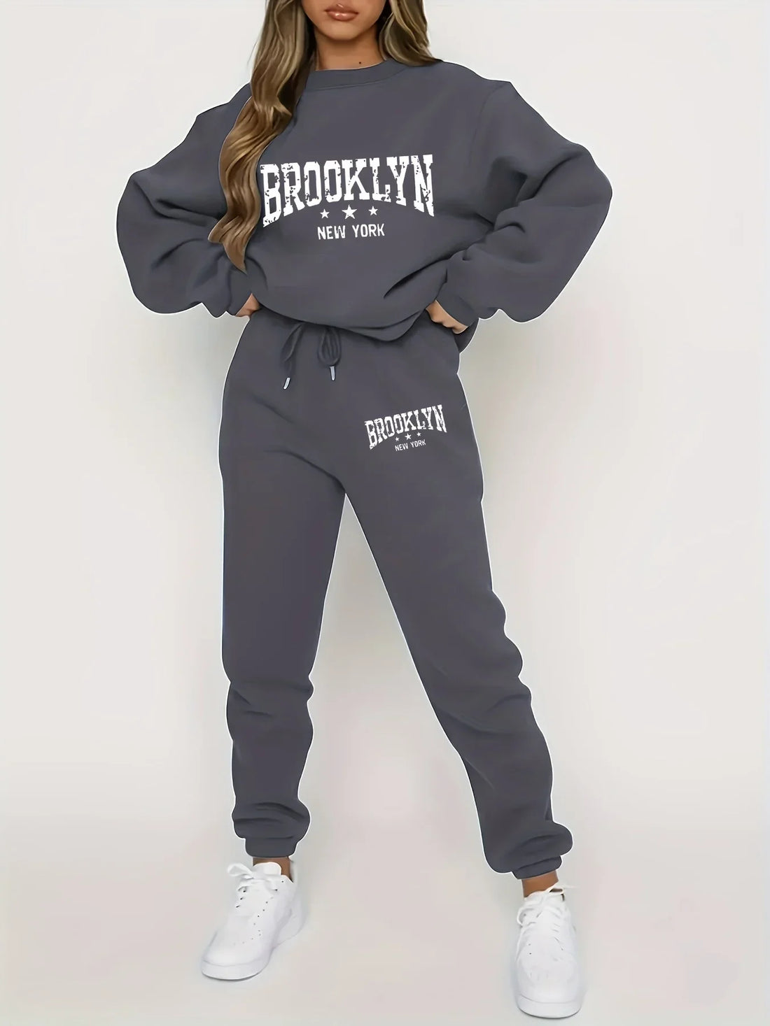Komplet UrbanEase antracytowy z nadrukiem Brooklyn