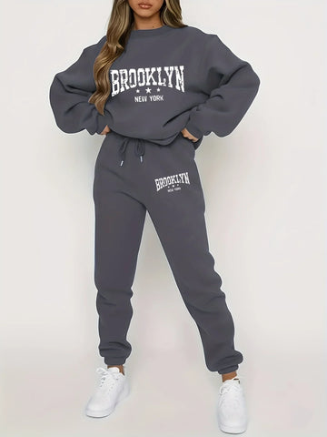 Komplet UrbanEase antracytowy z nadrukiem Brooklyn