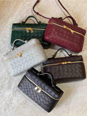 Tarenna | Pleciona torebka crossbody z podwójnym zamkiem