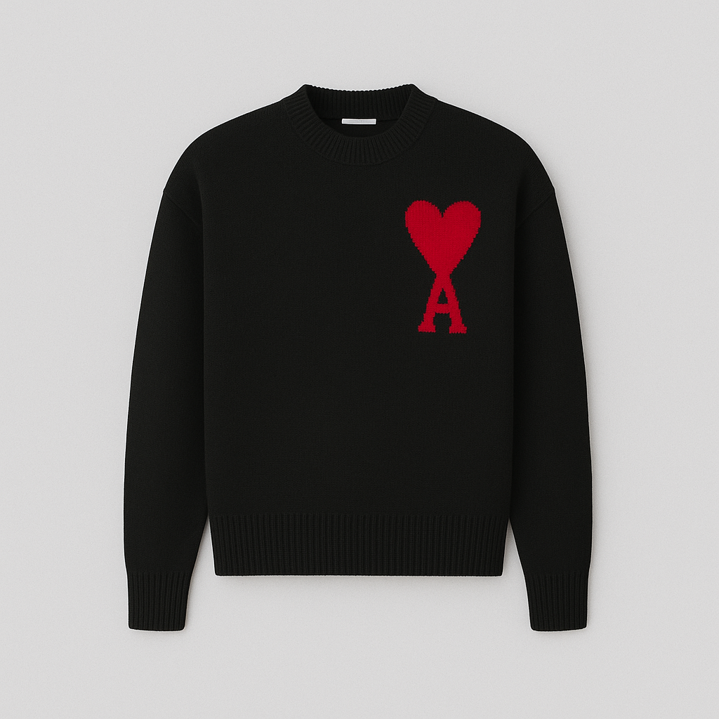 Sweter Amaria czarny z czerwonym sercem