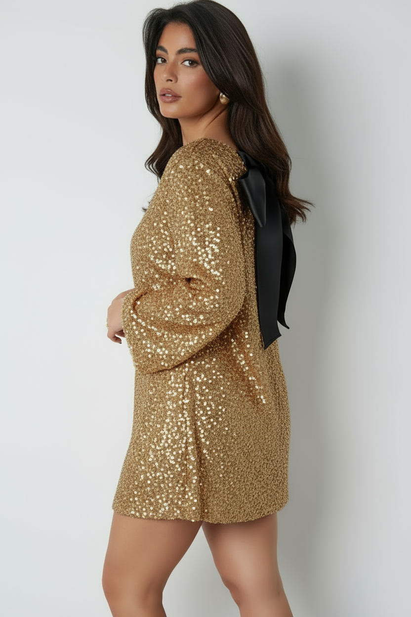 Sukienka Livia błyszcząca elegancka – złoty