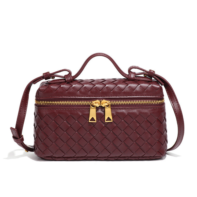 Pleciona torebka crossbody Tara w kolorze bordowym