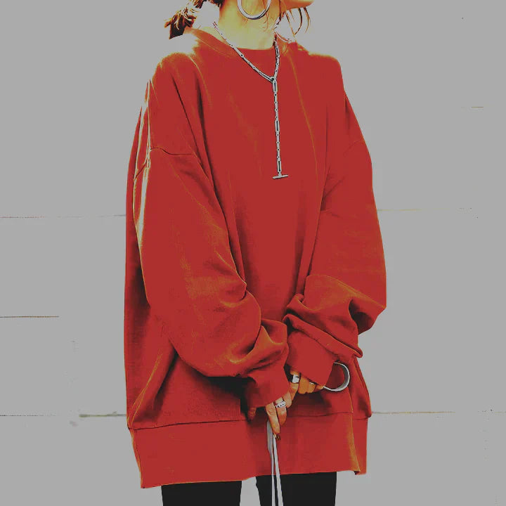 Lunara – sweter oversize w kolorze Czerwony / Rood – odważny, modny akcent.