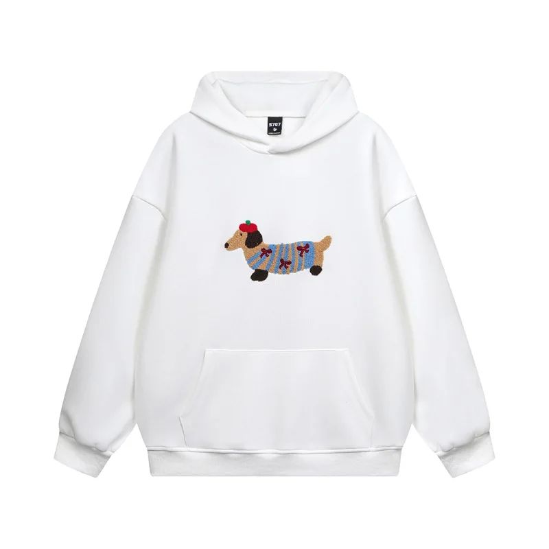 Bluza Wuffi Cozy biała z haftowanym jamnikiem