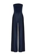Kombinezon Noliah granatowy / navy – elegancki kombinezon bez ramiączek z szerokimi nogawkami