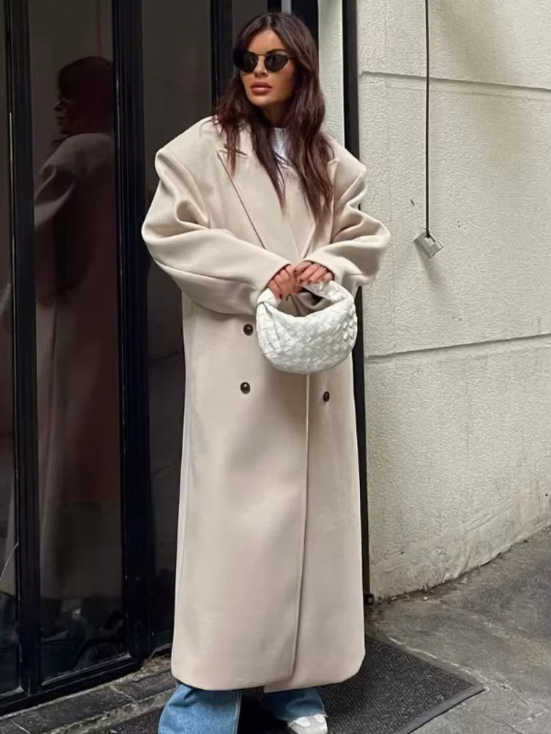 Marais coat beżowy / beige – stylowy płaszcz oversize na jesień