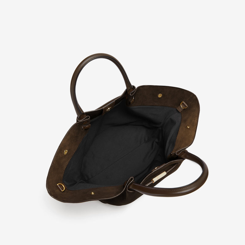 Firenze Suede Tote – ciemnobrązowa torba zamszowa