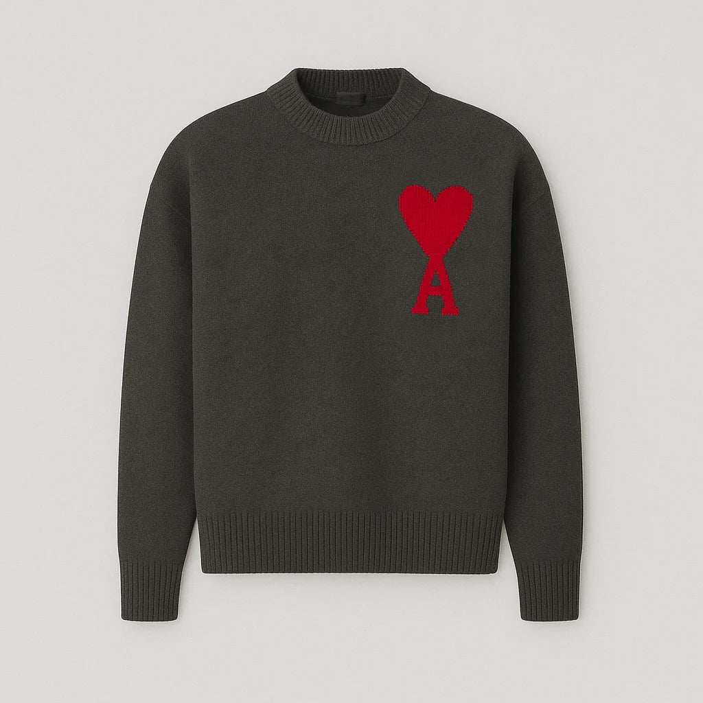 Sweter Amaria szary z czerwonym sercem